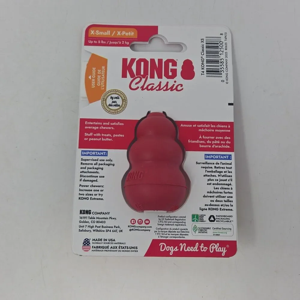 KONG Classic Stuffable Dog Toy - X-Small - Fetch & Chew Toy for Dogs Up To 5lbs